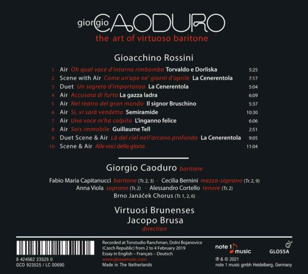 Rossini: the Art of Virtuoso Baritone - Giorgio Caoduro