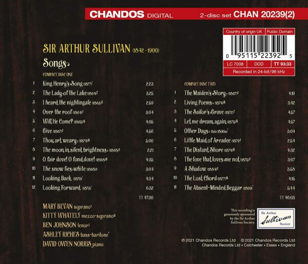 Arthur Sullivan: Songs, The Harmonious Echo - Mary Bevan