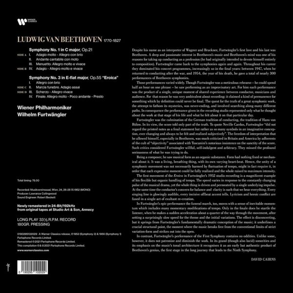 Beethoven: Symphonies Nos.1 & 3 (Vinyl) - Wilhelm Furtwängler
