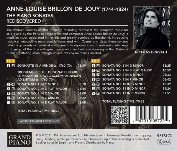 Anne-Louise Brillon De Jouy: The Piano Sonatas, Rediscovered - Nicolas Horvath
