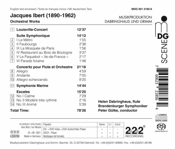 Jacques Ibert: Orchestral Works, Flute Concerto - Helen Dabringhaus