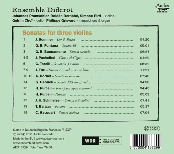 Sonatas For Three Violins - Ensemble Diderot