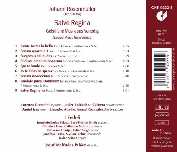 Johann Rosenmuller: Salve Regina, Sacred Music From Venice - I Fedeli