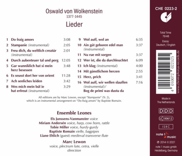 Oswald Von Wolkenstein: Lieder - Ensemble Leones