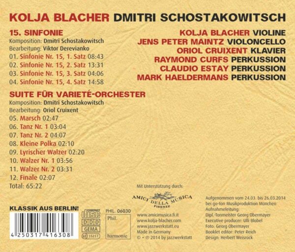 Shostakovich: Symphony No. 15 & Suite For Variété Orhestra - Kolja Blacher