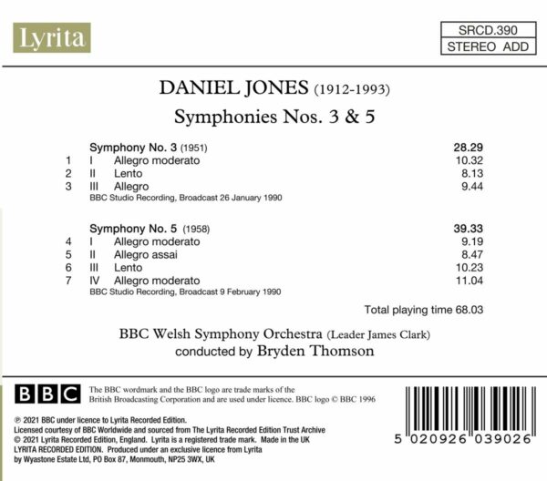 Daniel Jones: Symphonies Nos. 3 & 5 - Bryden Thomson