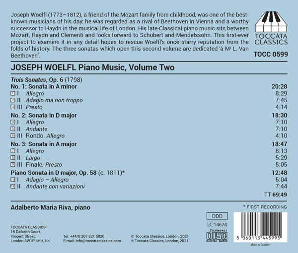 Joseph Woelfl: Piano Music Vol.2 - Adalberto Maria Riva