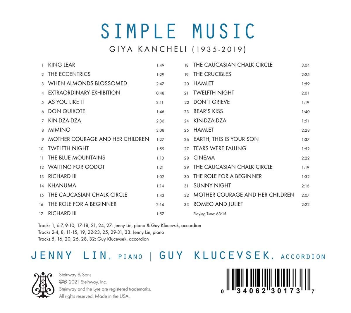 Giya Kancheli: Simple Music - Jenny Lin & Guy Klucevsek