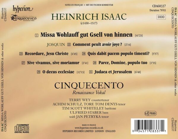 Heinrich Isaac: Missa Wohlauff Gut Gsell Von Hinnen - Cinquecento