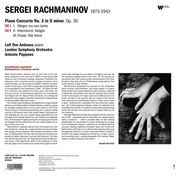 Rachmaninov: Piano Concerto No.3 (Vinyl) - Leif Ove Andsnes