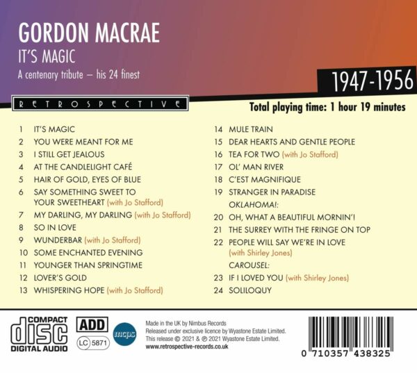 It's Magic, A Centenary Tribute: His 24 Finest 1947-1956 - Gordon MacRae