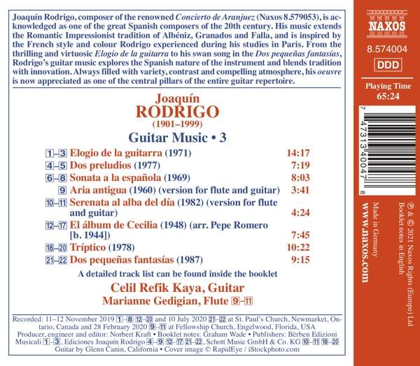 Joaquin Rodrigo: Guitar Music Vol. 3 - Celil Refik Kaya