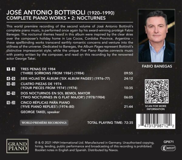 Jose Antonio Bottiroli: Complete Piano Works 2 - Fabio Banegas