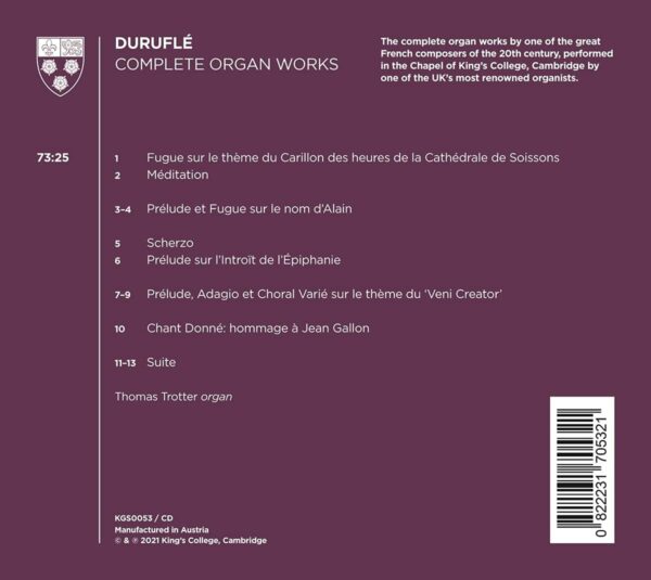 Duruflé: Complete Organ Works - Thomas Trotter
