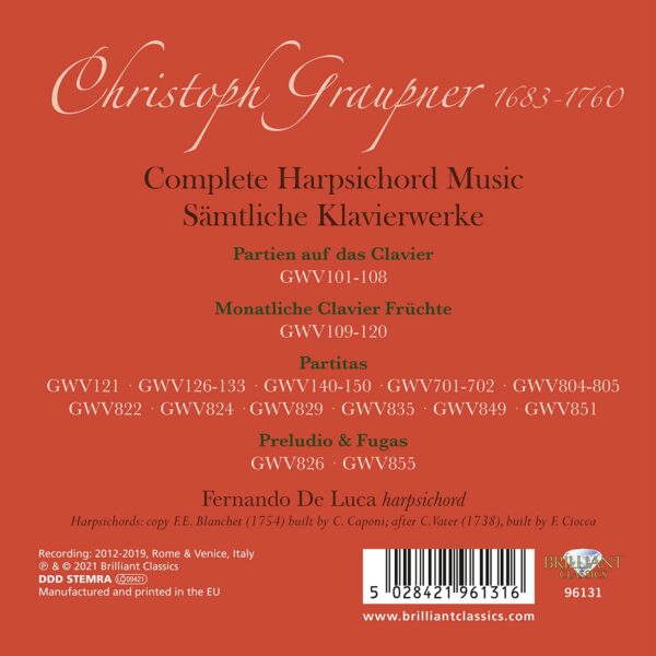Graupner: Complete Harpsichord Music - Fernando De Luca