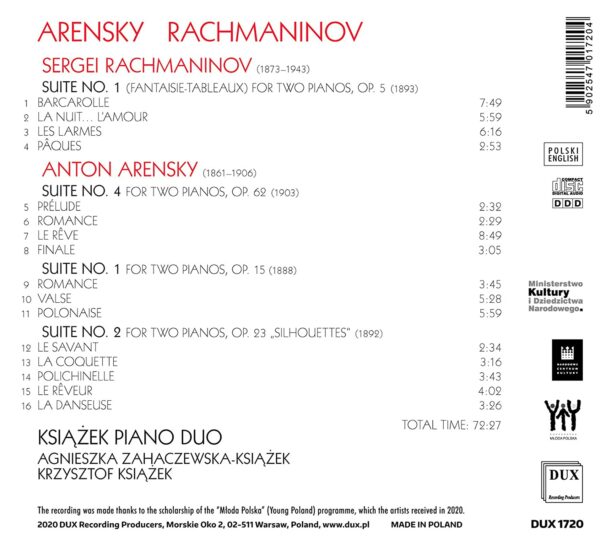 Arensky / Rachmaninov: Suites For Two Pianos - Ksiazek Piano Duo