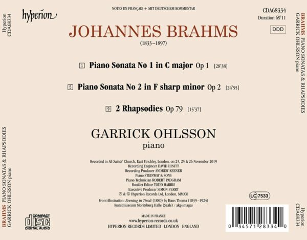 Brahms: Piano Sonatas & Rhapsodies - Garrick Ohlsson