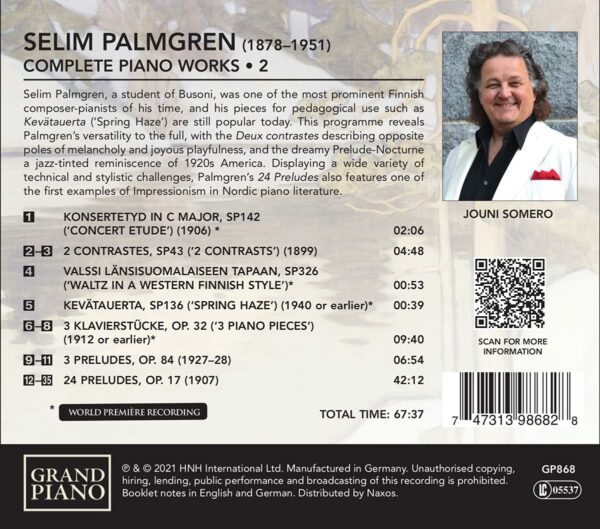 Selim Palmgren: Complete Piano Works Vol. 2 - Jouni Somero
