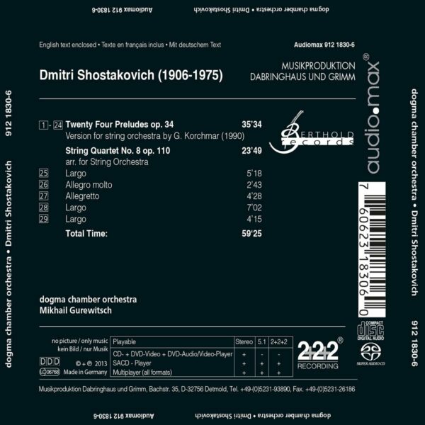 Shostakovich: 24 Preludes Op.34, Quartet No.8 - Dogma Chamber Orchestra