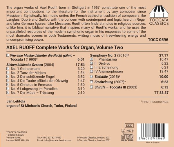 Axel Ruoff: Complete Works For Organ Vol. 2 - Jan Lehtola