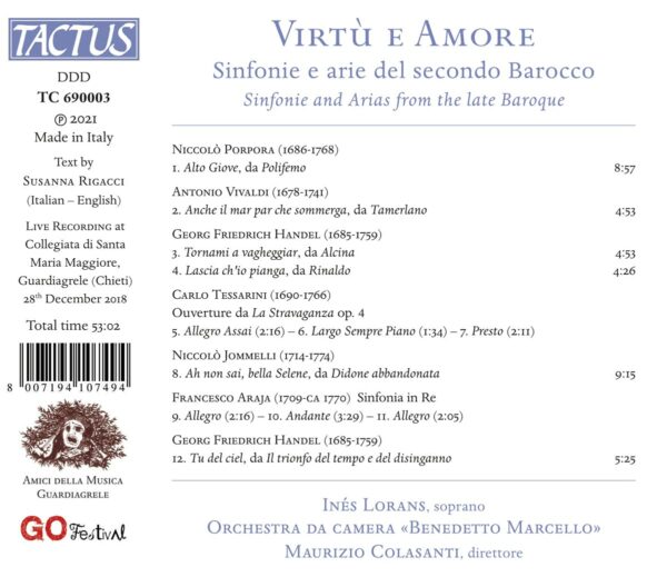 Virtu E Amore: Sinfonie E Arie Del Secondo Barocco - Ines Lorans