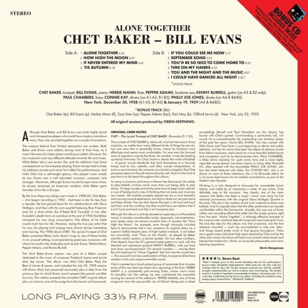 Alone Together (Vinyl) - Chet Baker & Bill Evans