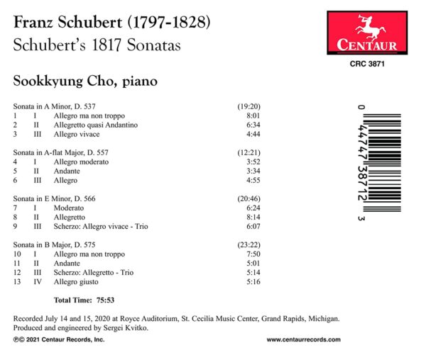 Schubert's 1817 Sonatas - Sookkyung Cho