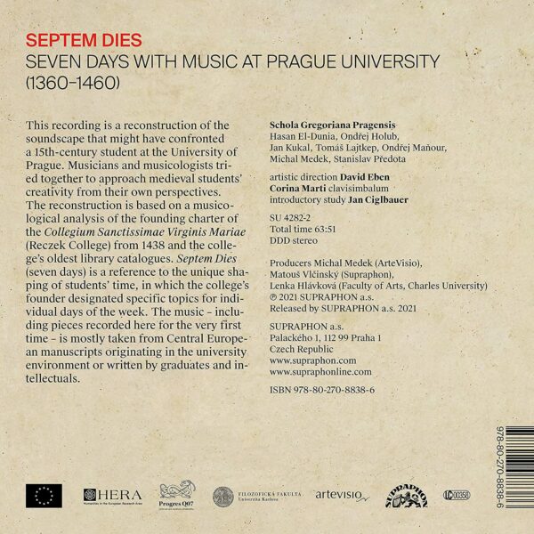 Septem Dies, Seven Days with Music at Prague University 1360-1460 - Schola Gregoriana Pragensis