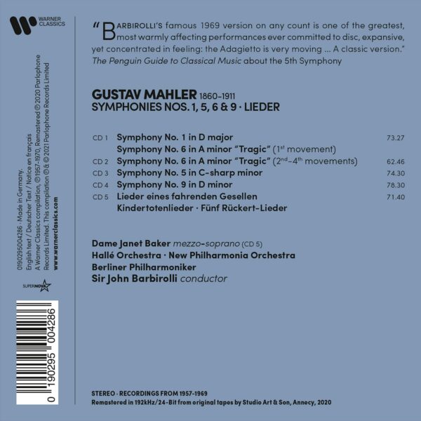 Mahler: Symphonies 1, 5, 6, 9 & Lieder - John Barbirolli
