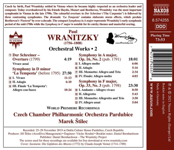 Paul Wranitzky: Orchestral Works Vol. 2 - Marek Stilec