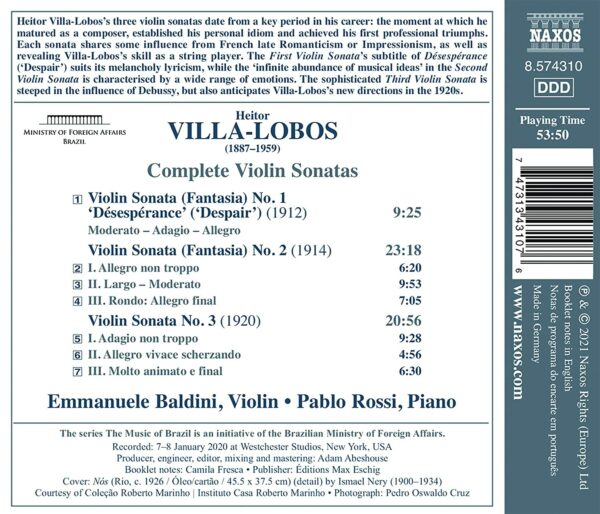 Villa-Lobos: Complete Violin Sonatas - Emmanuele Baldini