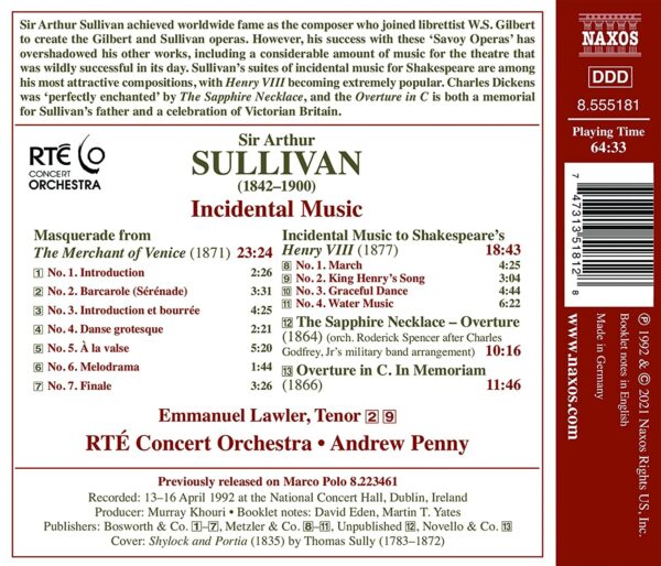 Arthur Sullivan: Incidental Music - Andrew Penny