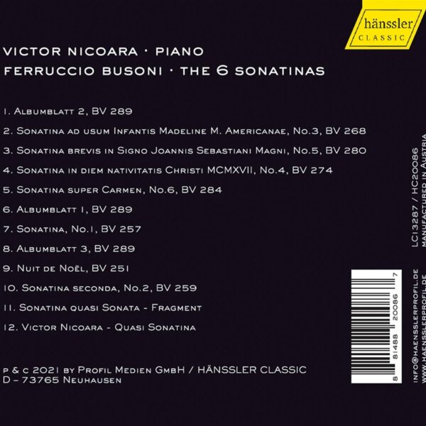 Ferruccio Busoni: The 6 Sonatinas - Victor Nicoara