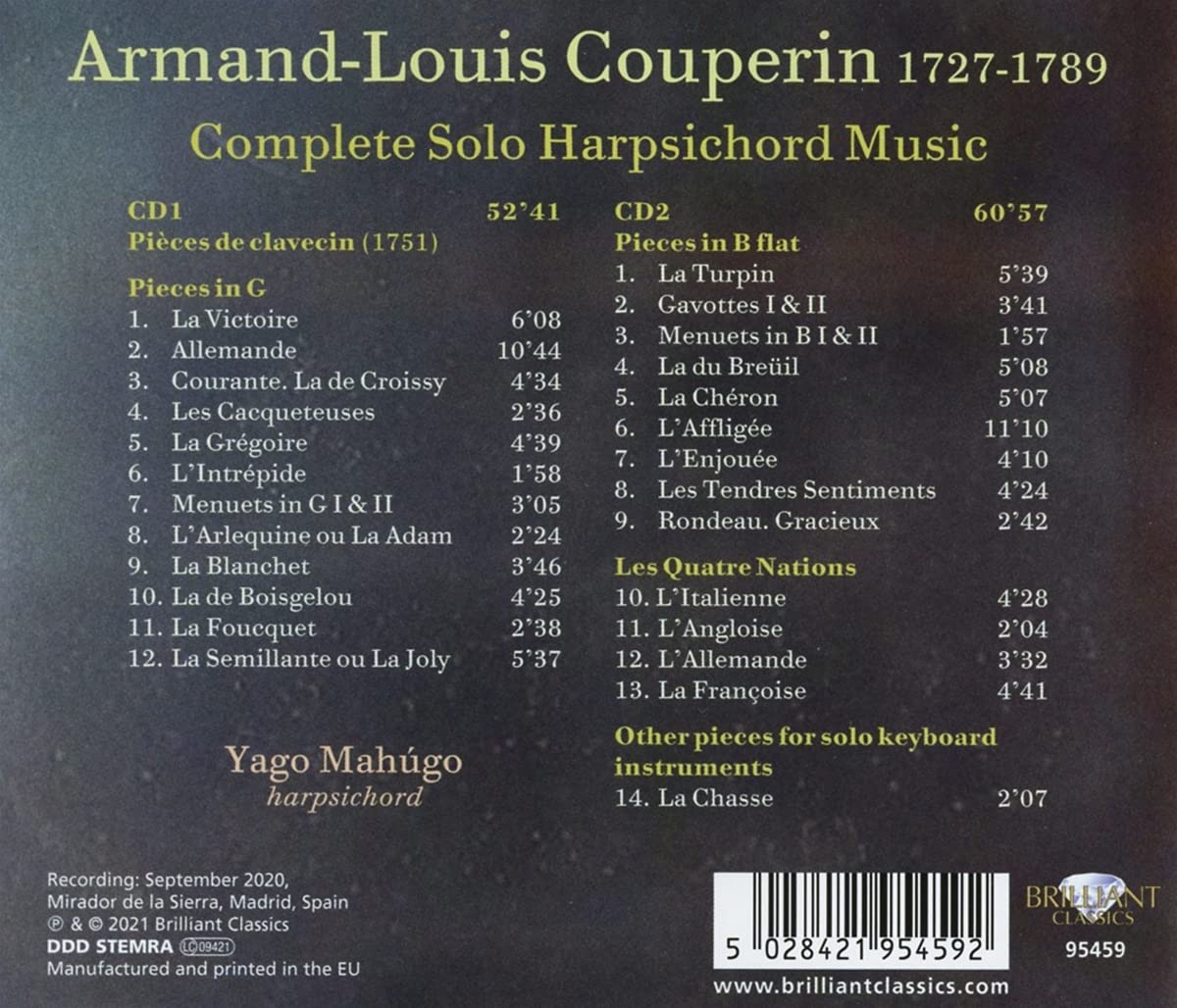 Armand Louis Couperin: Complete Solo Harpsichord Music - Yago Mahugo