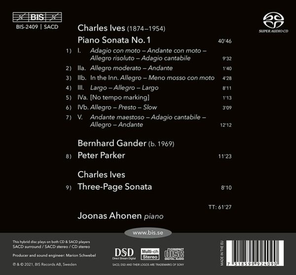 Ives / Gander: Piano Works - Joonas Ahonen