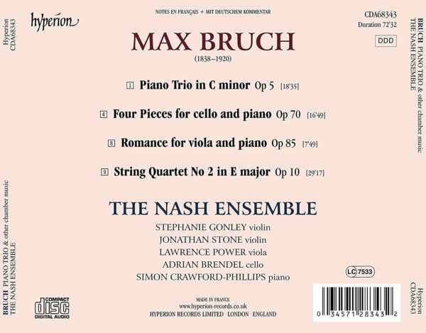 Bruch: Piano Trio & Other Chamber Music - Nash Ensemble