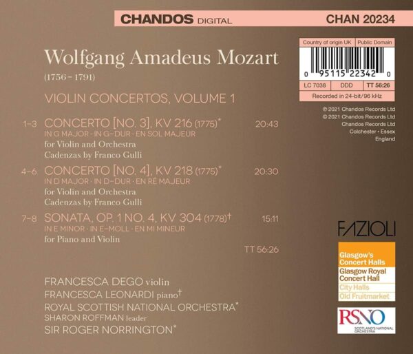 Mozart: Violin Concertos 3 & 4 - Roger Norrington