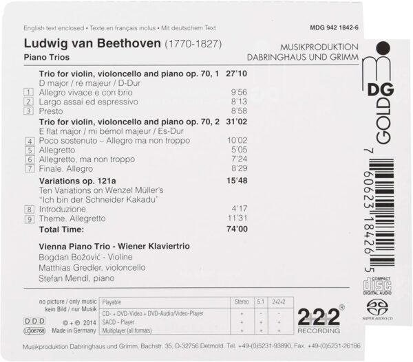 Ludwig Van Beethoven: Klaviertrios Op. 70 / Variations - Wiener Klaviertrio