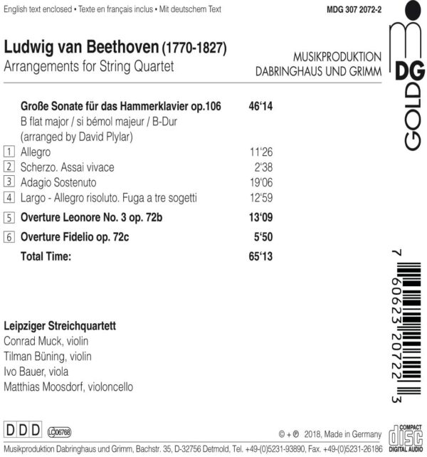 Beethoven: Arrangements For String Quartet - Leipziger Streichquartett