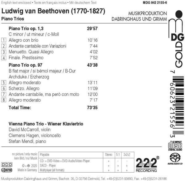 Ludwig Van Beethoven: Beethoven: Piano Trios - Wiener Klaviertrio