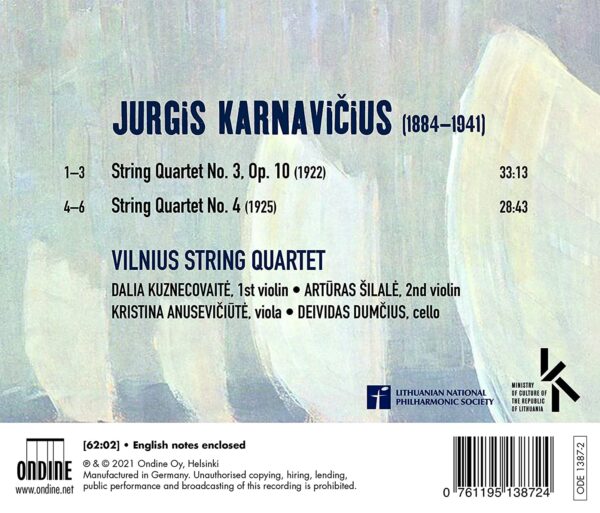Jurgis Karnavicius: String Quartets No. 3 & No. 4 - Vilnius String Quartet