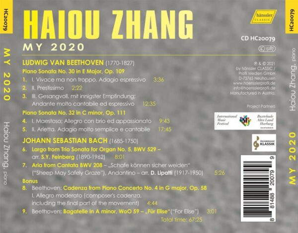 Beethoven / Bach: My 2020 - Haiou Zhang