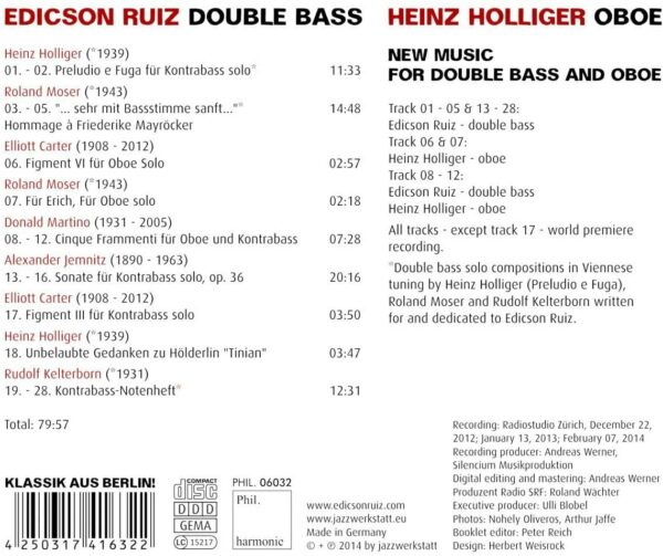 New Music For Double Bass & Oboe - Heinz Holliger & Edicson Ruiz
