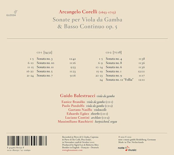 Arcangelo Corelli: Sonate Per Viola Da Gamba & Basso Continuo, Op. 5 - Guido Balestracci