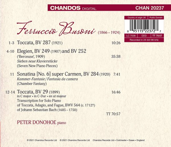 Busoni: Piano Works - Peter Donohoe