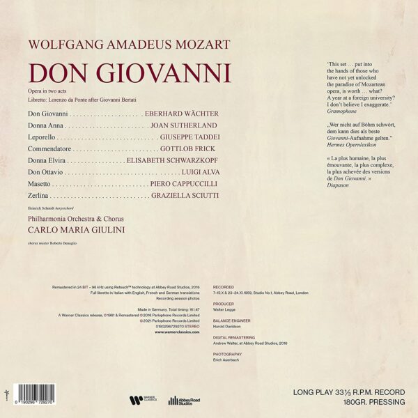 Mozart: Don Giovanni (Vinyl) - Carlo Maria Giulini
