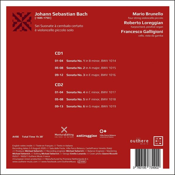 Bach: Sei Suonate À Cembalo Certato BWV 1014-1019 - Mario Brunello