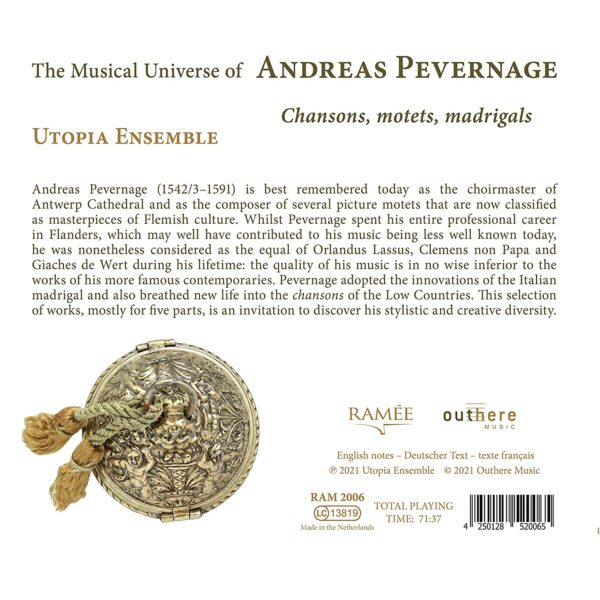 Andreas Pevernage: Chansons, Motets, Madrigals - Utopia Ensemble