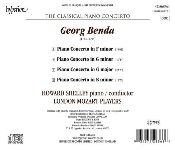 Frantisek Benda: The Classical Piano Concerto - Howard Shelley