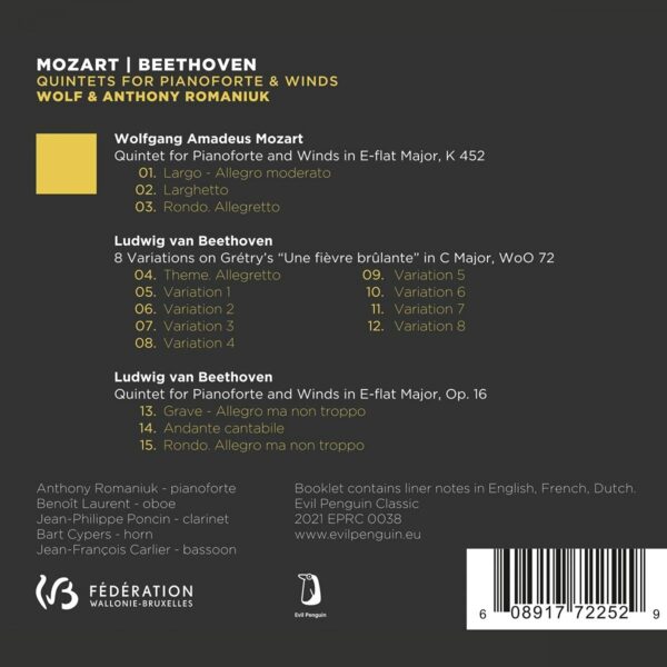 Mozart / Beethoven: Quintets For Pianoforte & Winds - Wolf & Anthony Romaniuk